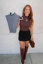 Load image into Gallery viewer, Claire Ribbed Mock Neck Top-Brown
