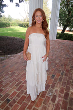 Load image into Gallery viewer, Breezy Tiered Strapless Ruffle Dres- Cream

