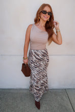 Load image into Gallery viewer, Kori Zebra Printed Mesh Skirt-Taupe
