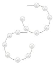 Load image into Gallery viewer, Pearl &amp; Metal Open Hoops

