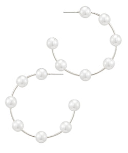 Pearl & Metal Open Hoops