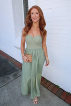 Load image into Gallery viewer, Hensley Strapless Midi Dress-Olive

