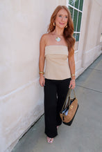 Load image into Gallery viewer, York Fold Over Strapless Top-Khaki
