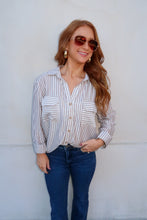 Load image into Gallery viewer, Kerri Striped Button Down Top-Brown

