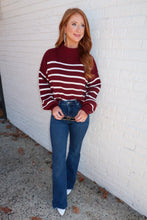 Load image into Gallery viewer, Oxford Stripe Knit Sweater- Burgundy
