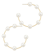 Load image into Gallery viewer, Pearl &amp; Metal Open Hoops
