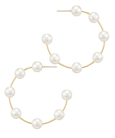 Pearl & Metal Open Hoops