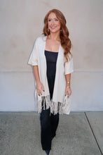 Load image into Gallery viewer, Fringe Hem Kimono Cardigan-Oatmeal
