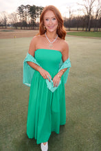 Load image into Gallery viewer, Bella Strapless Flowy Midi Dress-Green
