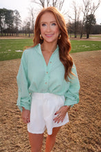 Load image into Gallery viewer, Chipper Button Up Striped Top- Green
