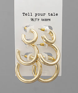 3 Pair Hoops Set