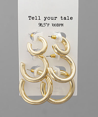 3 Pair Hoops Set