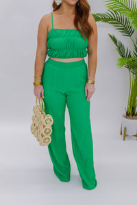 Keeping It Sunny Wide Leg Pants- Kelly Green