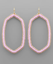 Load image into Gallery viewer, Raffia Wrapped Metal Ball Deco Hexagon Earrings
