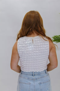 Nice & Easy Puff Sleeveless Top- White