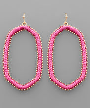 Load image into Gallery viewer, Raffia Wrapped Metal Ball Deco Hexagon Earrings
