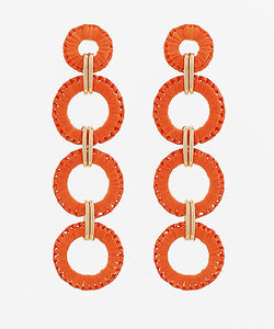 Wrapped Raffia Circle 4 Drop Earrings