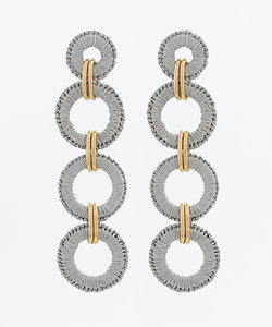 Wrapped Raffia Circle 4 Drop Earrings