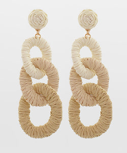 2- Tone Raffia Circle Link Earrings