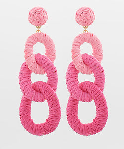 2- Tone Raffia Circle Link Earrings