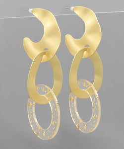 Acetate Gold Flake Link Drop Earrings