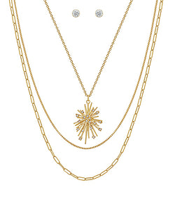 Layer Sunburst Accent Necklace