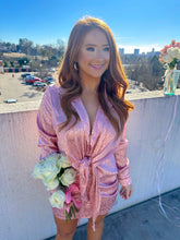 Load image into Gallery viewer, Yours Truly Cheetah Twisted Mini Dress- Pink
