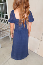 Load image into Gallery viewer, Darla Polka Dot Midi Dress-Navy
