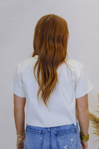 Hold Onto Faux Leather Crop- White