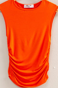 Certainty Cap Sleeve Rush Top- Coral