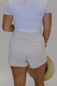 Go Time High Waisted Shorts- Beige