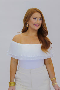 Too Dreaming Off The Shoulder Bodysuit- White