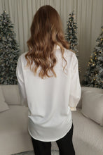 Load image into Gallery viewer, Jacey Collared V-Neck Satin Blouse-Cream
