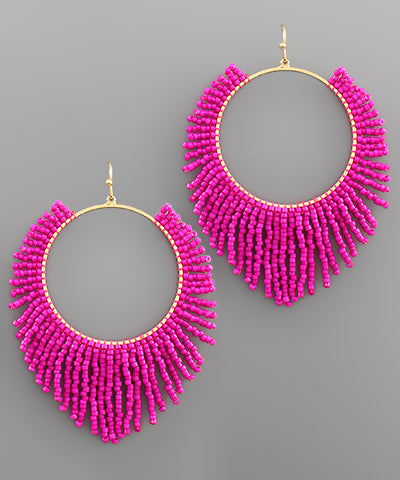 Bead Fringe Circle Earrings