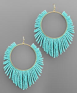 Bead Fringe Circle Earrings