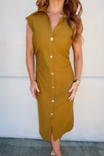 Load image into Gallery viewer, Kamri V Neck Midi Dress - Mustard
