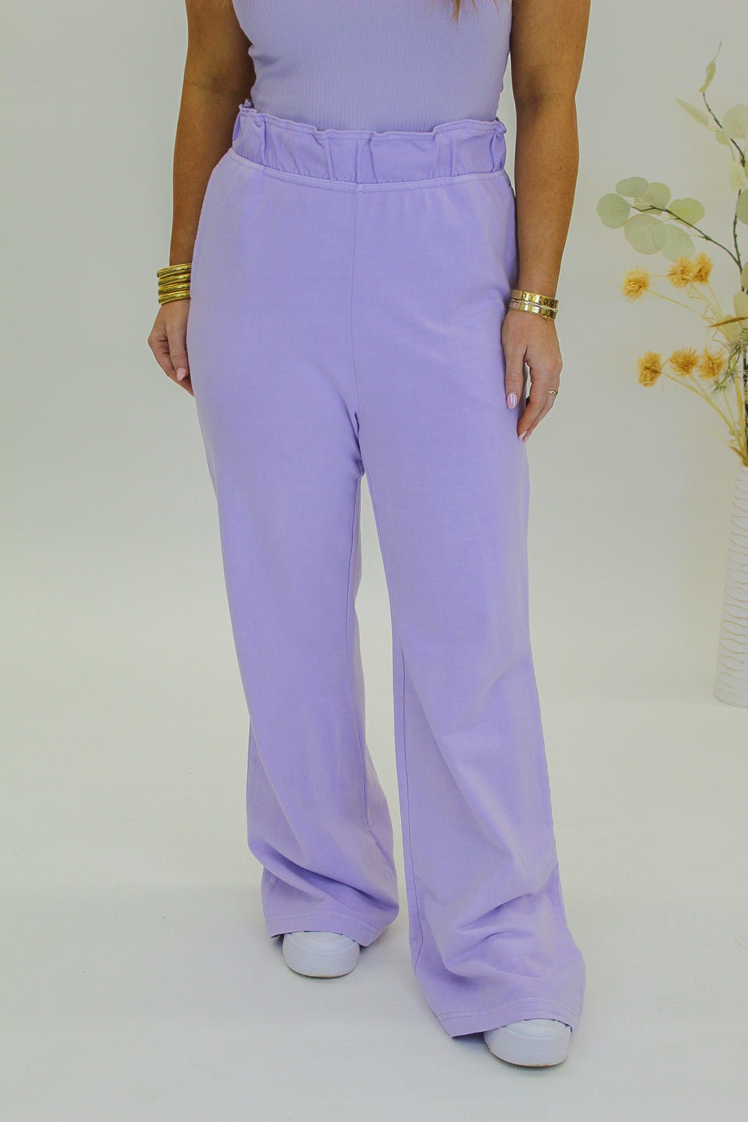 Drew High Waist Lounge Pants- Lavender