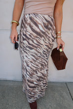 Load image into Gallery viewer, Kori Zebra Printed Mesh Skirt-Taupe
