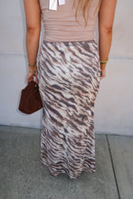 Load image into Gallery viewer, Kori Zebra Printed Mesh Skirt-Taupe
