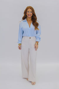 Colette Wide Leg Pants- Cream