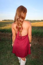 Load image into Gallery viewer, The Flirt Polka Dot Halter Dress-Burgundy
