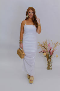 Bondi Ruched Maxi Dress- White