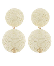 Load image into Gallery viewer, Raffia Ball Dangle Earrings
