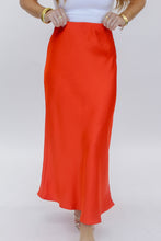 Load image into Gallery viewer, Alys Satin Midi Skirt-Tomato
