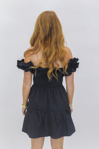 These Moments Ruffled Dress- Black