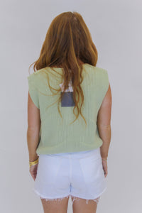 Millie Button Down Sweater Vest-Sage