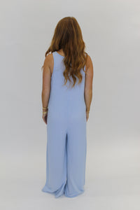 Ruth Casual Wide Leg Jumpsuit-Ice Blue