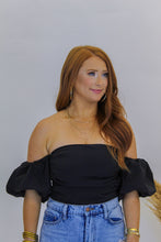 Load image into Gallery viewer, Simply The Best Puff Sleeve Top- Black
