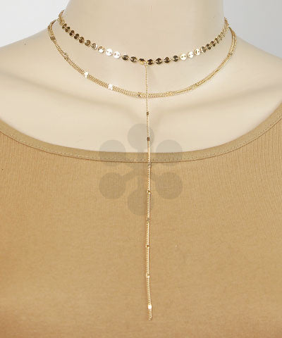 Chain Layered Drop Necklace
