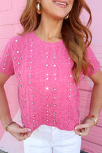 Load image into Gallery viewer, Lover Studded Cable Knit Sweater-Hot Pink
